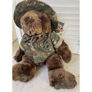 Bear Forces of America US Marines Brown Bear Plush Stuffed Toy IRA Green USMC